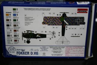 1/72 Roden Fokker D.  VII German WWI fighter detail model 2