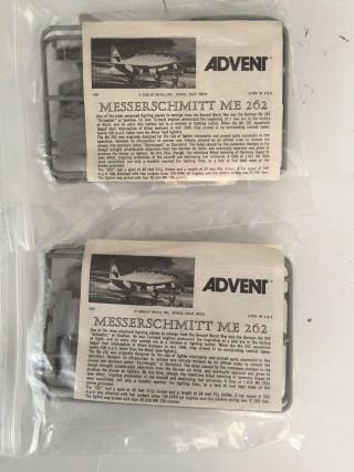 2x Advent Me 262 German Model Kits 1:72 Scale Open Kits