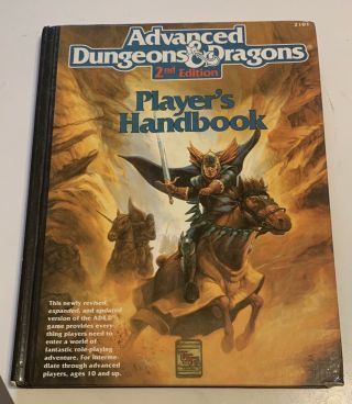 Players Handbook 1989 - 2nd Edition Advanced Dungeons And Dragons Ad&d Tsr 2101