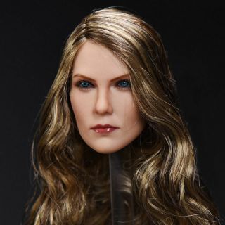 1/6th Brown Curls Charlize Theron Female Head Carving Model F 12  Action Figure