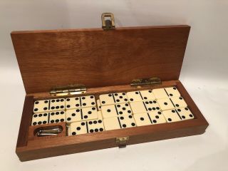 Wooden Cribbage Board W/ 6 Pegs And 28 Dominoes