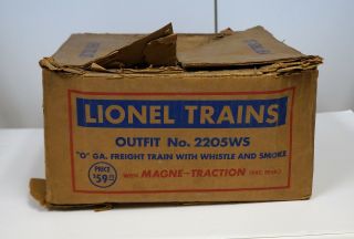 Vintage Lionel Outfit No.  2205ws Five Car Freight Train Set Empty Box