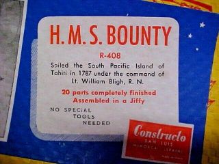 Vintage Constructo H.  M.  S.  Bounty Wooden Model Ship Kit With Instructions 2