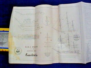 Vintage Constructo H.  M.  S.  Bounty Wooden Model Ship Kit With Instructions 4