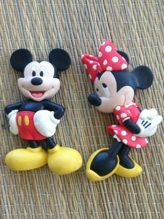 Disney Mickey And Minnie Mouse Magnet Soft Touch Pvc Magnet - 2pc Set