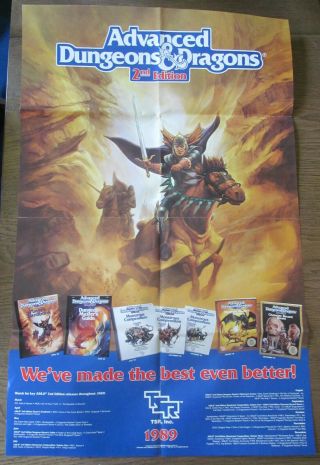 Advanced Dungeons And Dragons Ad&d 2nd Edition 1989 Promo Poster 20 " X 33 " Tsr