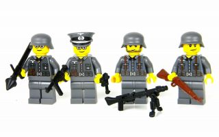 Custom Ww2 German Wehrmacht Army Squad Made W/ Real Lego (r) Minifigure Soldiers