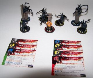 Horrorclix All 7 Aliens With There Cards.
