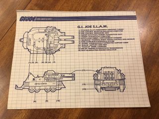 1987 Gi Joe Arah Cobra Slam S.  L.  A.  M.  Blueprints Instructions Sheet