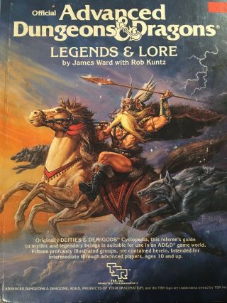 Advanced Dungeons And Dragons Legends And Lore Hardcover Book Tsr 1984 1e Vtg