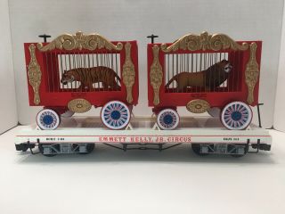 G SCALE BACHMANN EMMETT KELLY JR CIRCUS TRAIN FLAT CAR WITH CAGES LION TIGER 2