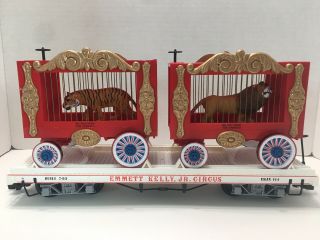 G SCALE BACHMANN EMMETT KELLY JR CIRCUS TRAIN FLAT CAR WITH CAGES LION TIGER 8