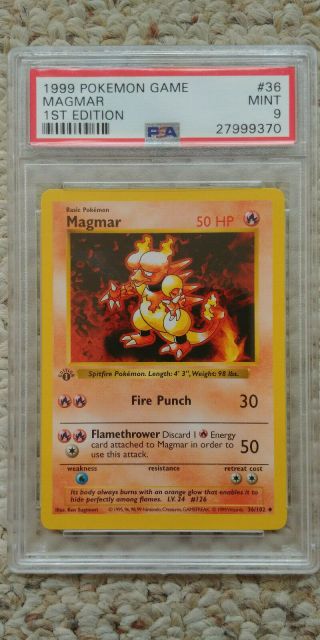 Magmar 36/102 Psa 9 1999 Pokemon 1st Edition Base Set Shadowless