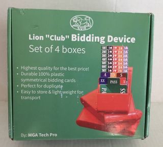 Bridge Lion “club” Bidding Device,  Set Of 4 Boxes