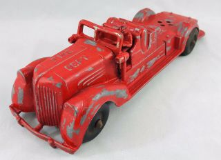 Hubley Kiddie Toy 473 Fire Truck Fireman Vintage Red Metal Missing Ladder 9.  5 "