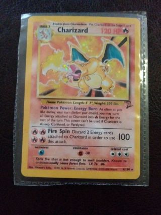Charizard Base Set 2 Holo 1999 - 2000 Wizards.  1 Owner.  Had In Binder Since 1999