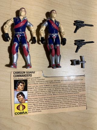 Gi Joe 1985 Tomax Xamot Twins Crimson Guard W/ Filecard Weapons Gijoe Cobra
