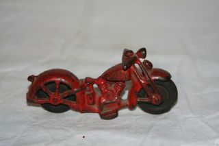 Vintage Cast Iron Rubber Wheel Harley Davidson Motorcycle Figurine Toy