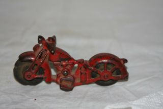Vintage Cast Iron Rubber Wheel Harley Davidson Motorcycle Figurine Toy 2