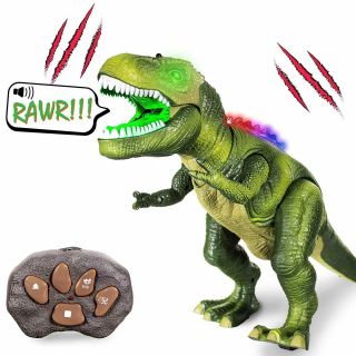 T - Rex Dinosaur Toys Remote Control Led Light - Up Walking Roaring Jurassic Gifts