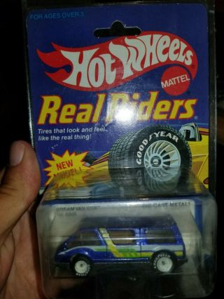 Hot Wheels Dream Van Xgw Mf Blue W/gyw (rare) On 1983 Real Riders Card