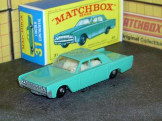 Matchbox Lesney Lincoln Continental 30 C2 Sea Green W/tow Sc3 V/nm & Crafted Box