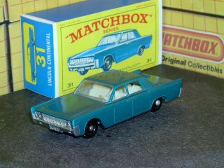 Matchbox Lesney Lincoln Continental 30 C1 Teal Blue W/tow Sc2 Vnm & Crafted Box
