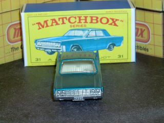 Matchbox Lesney Lincoln Continental 30 c1 teal blue w/tow SC2 VNM & crafted box 5