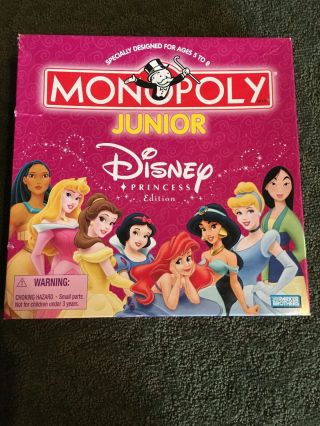 Monopoly Junior Disney Princess Edition Parker Brothers Complete