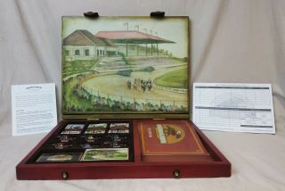 Old Century Stretch Run Horse Racing Game Front Porch Classics Wood Box Leather