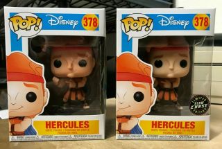 2x Funko Pop Hercules Disney 378 Chase Glow Gitd Authentic Figure Set