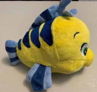 Disney 8” Plush Flounder Fish Vtg Little Mermaid Yellow Stuffed Animal Large