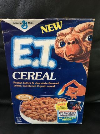 1982 General Mills E.  T.  Cereal Box Empty - Not Flat Poor - Hole