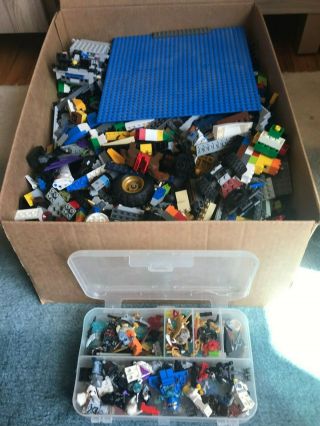 10 Lbs.  Assorted Legos W/ Wheels,  Axels,  Figures,  Baseplates,  Loose Bricks.