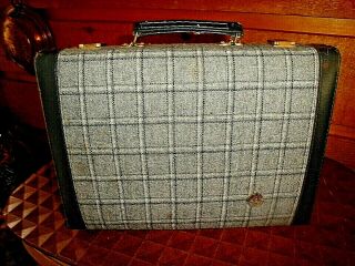 Vintage Aries Of Beverly Hills Travel Backgammon Set Gray Plaid Complete
