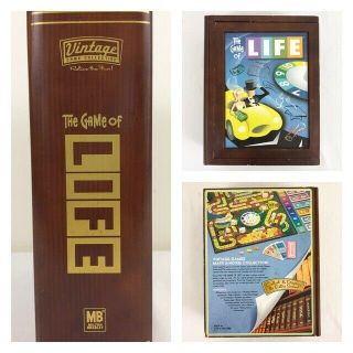 The Game Of Life Vintage Bookshelf Family Board Game Complete Wood Box Mb Games