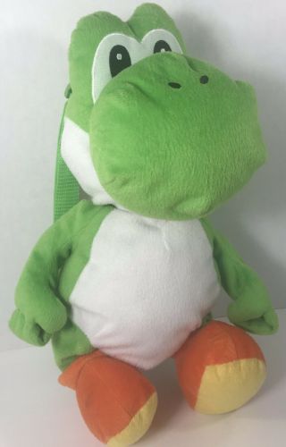 Yoshi Plush Backpack Green Dinosaur Pet Mario Bros Stuffed Bag 18 - 19 " Nwt