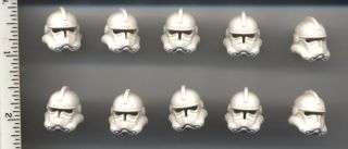 Star Wars Lego X 10 White Minifig,  Headgear Helmet Sw Clone Trooper,  Plain