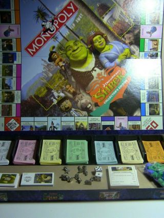 Shrek Monopoly Collector ' s Edition 100 Complete.  VG.  Parker Bro 2