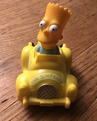 The Simpsons Bart Simpson Pullback Yellow Car Retro 1991 Toy Car By Arco