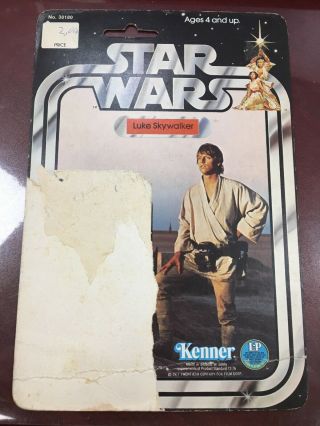 Star Wars Vintage Kenner Luke Skywalker Card Back 12 Back 1977