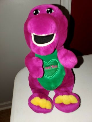 10 " Plush Toy Doll Stuffed Barney The Purple Dinosaur Sings I Love You Song Very