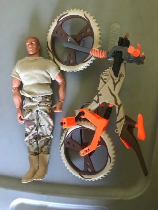 Gi Joe 12 " Custom Soldier With Bike,  Hasbro Action Figure 1/6 Scale