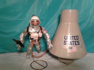 1964 Vintage Gijoe Gi Joe Astronaut With Mercury Space Capsule