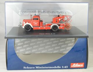 Schuco 03071 Opel Blitz S 3t Ladder Fire Truck And Display