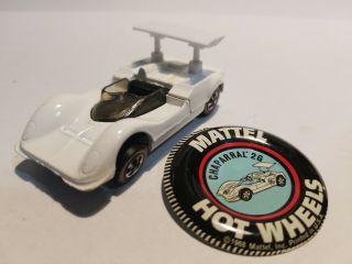 1968 Mattel Hot Wheels Redline Chaparral 2g White Enamel Usa W Badge