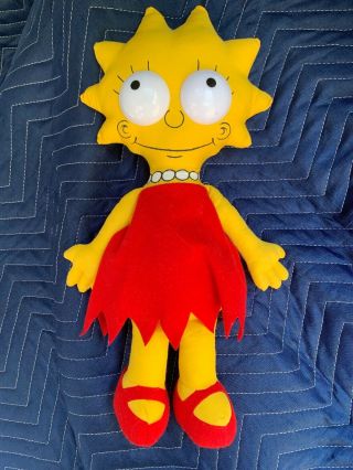 Vintage The Simpsons Lisa Simpson Plush Stuffed Doll Toy 1990 20th Century Fox