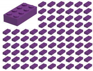 ☀️100 Lego 2x4 Dark Purple Bricks (id 3001) Bulk Parts Girl Friends Pastel