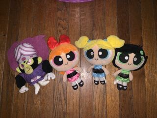 Powerpuff Girls And Mojo Jojo Set Of 4 7” Plush Stuffed Toys