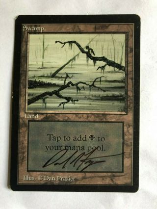 Mtg Beta Edition Swamp Signed By Artist Dan Frazier Magic The Gathering Land